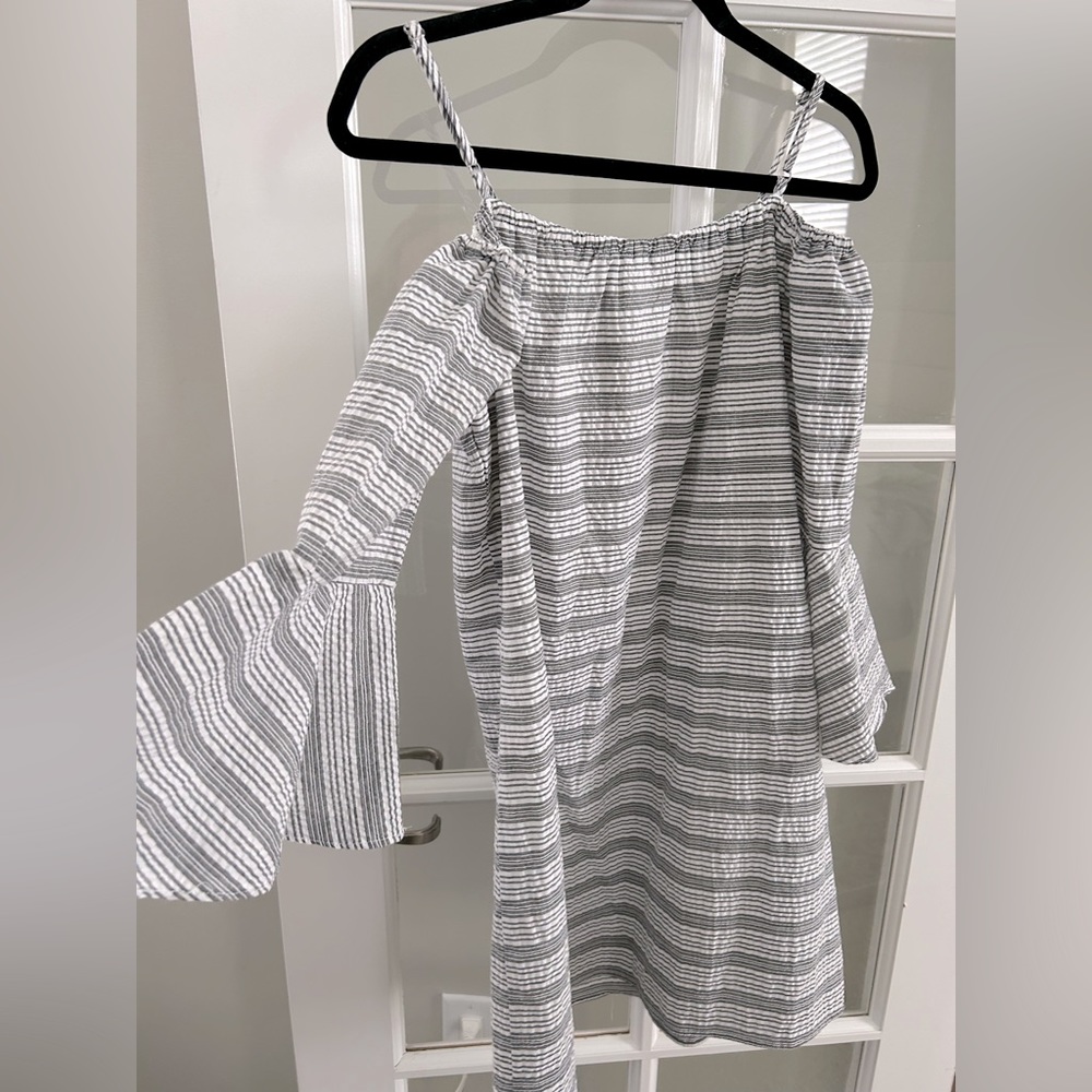 Gray and white striped dress